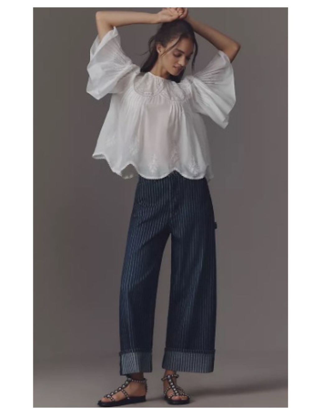 Pilcro The Kayden Railroad Stripe Barrel Carpenter Jeans